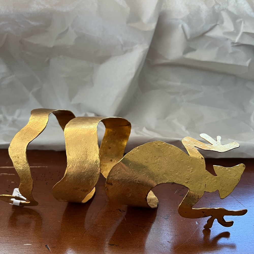 Vintage Hammered brass lizard bracelet